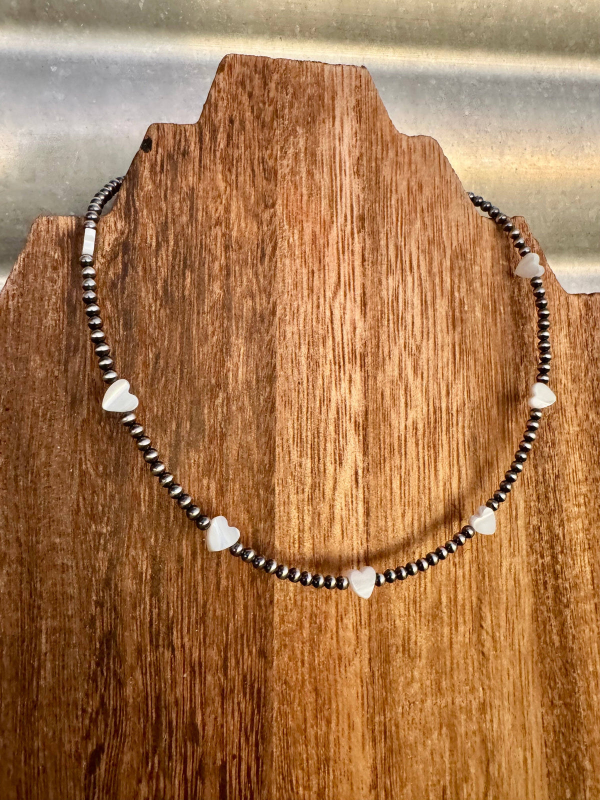 3MM Navajo Pearl Choker/ Pearl Heart Choker
