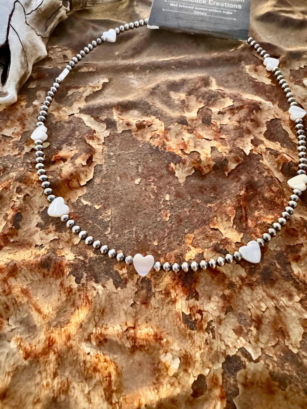 3MM Navajo Pearl Choker/ Pearl Heart Choker